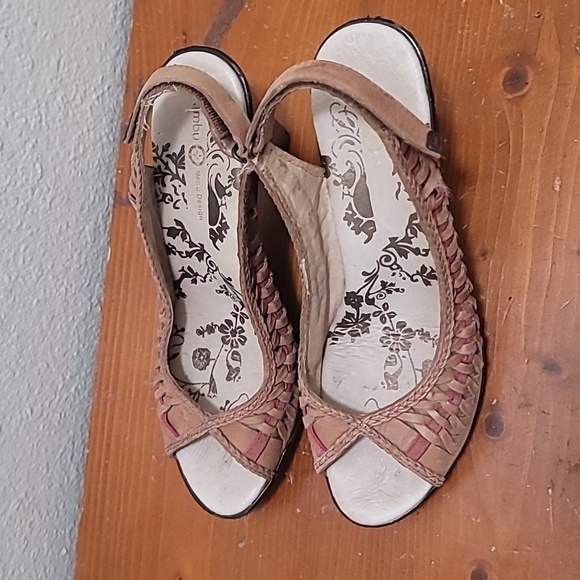 JAMBU SONYA WOMEN'S CASUAL PEEP TOE SLINGBACK PUMPS BROWN LEATHER SANDAL SIZE 9 - Picture 4 of 12